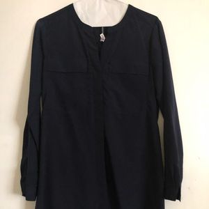 Navy blue tunic length blouse